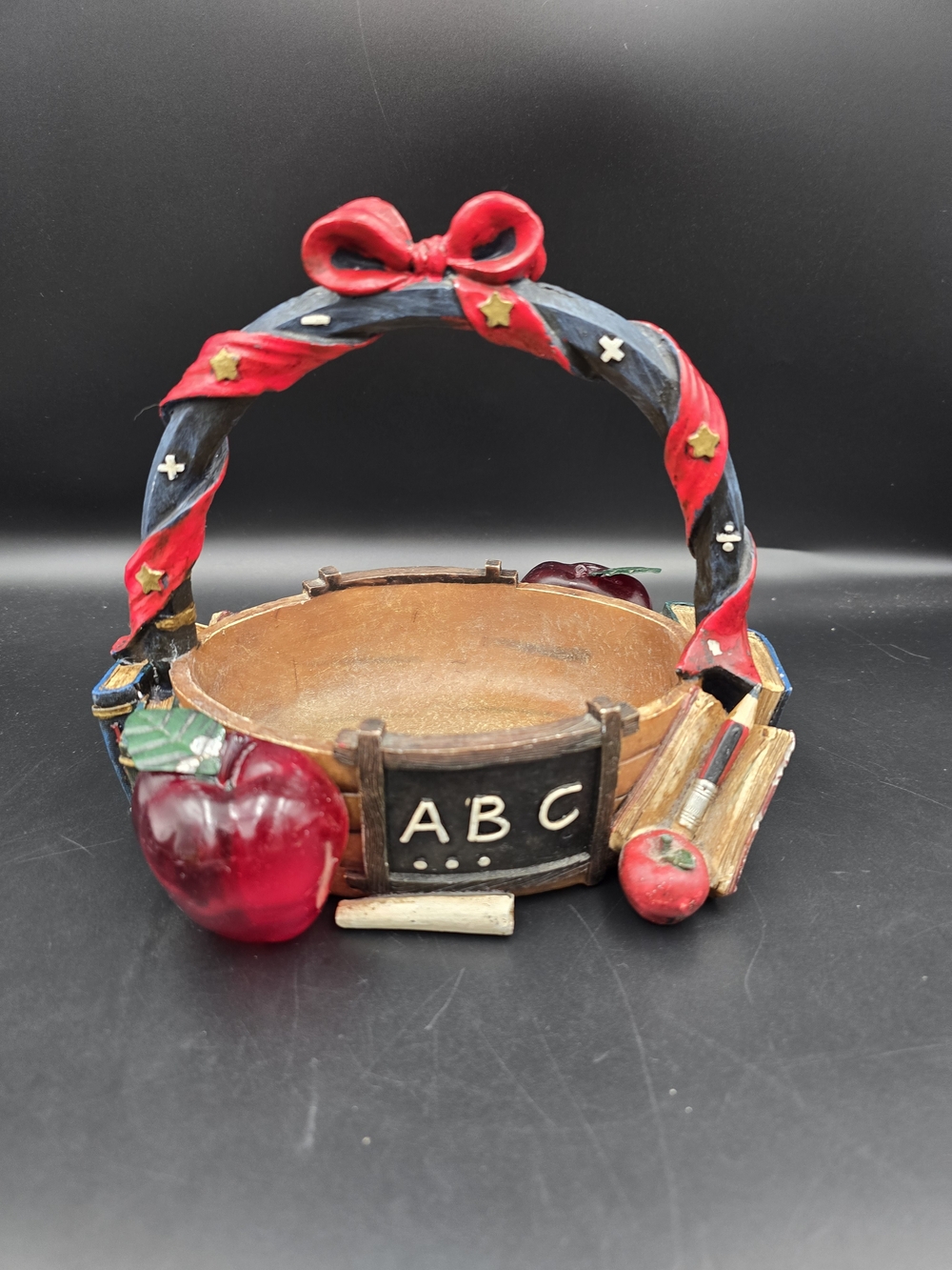 Home Office Decorative Basket with Red Accents